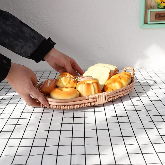 Ellipse Serving Tray with Handles(16 Inches)-Stylish and Functional Serving Tray for Appetizers, Drinks, and More -Large Oval Tray Made of Wicker.