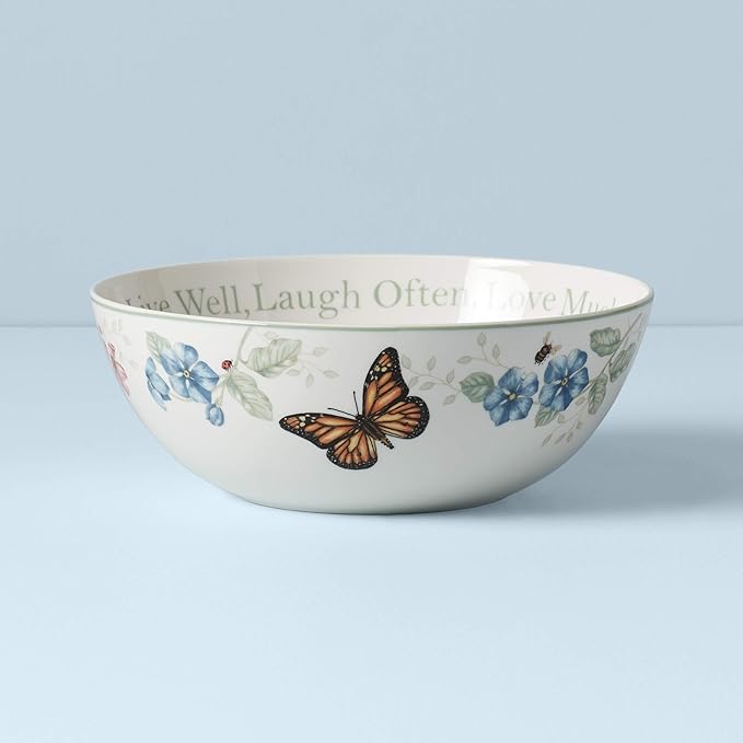 Lenox Butterfly Meadow "Live Well, Laugh Often, Love Much" Serving Bowl, White -