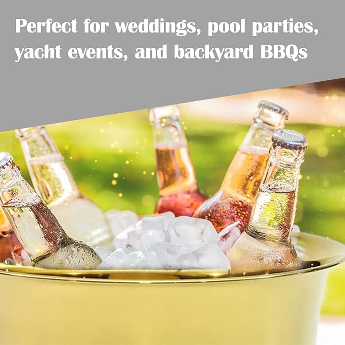 Gold Ice Bucket for Parties Stainless Steel 8L Beverage Tub Large Capacity Champagne Bucket Drink Tub Insulated Punch Bowl Drink Chiller