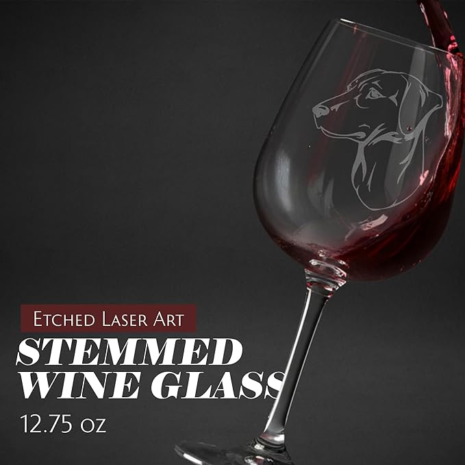 Etched Laser Art Blue Lacy Personalized Dog Themed Etched 12.75oz Wine Glass Custom Dog Breed Wine Glasses, Ideal for Pet Lovers, Unique Birthday Gift for Men & Women, Personalized Gift