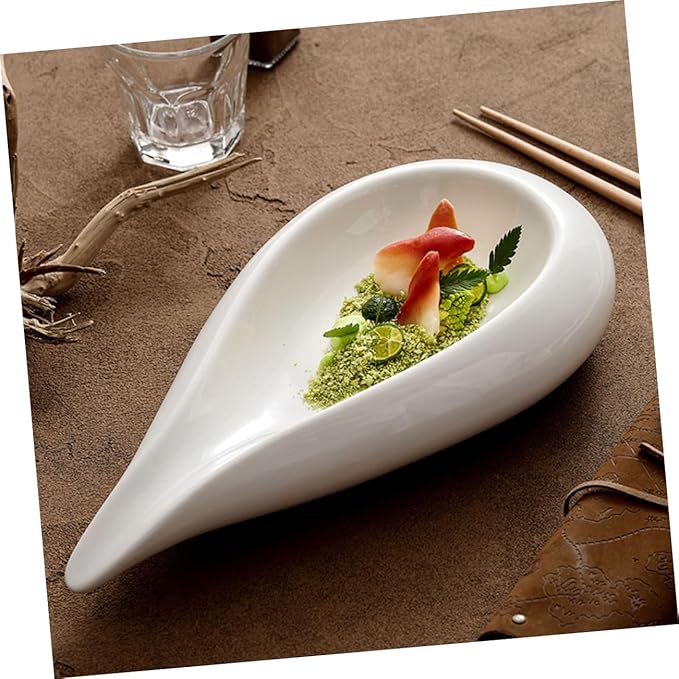 Zerodeko Ceramic Appetizer Plate Irregular Food Serving Dish for Fruits Snacks Desserts Easy to Clean Ceramic Display Plate for Home Party Restaurant Use