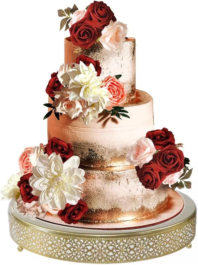 Cake Stand, Metal Round Cupcake Dessert Stand Cake Display Holder Cookies Fruit Serving Tray Decor for Wedding Party Birthday Baby Showers Anniversary (16in, Gold)