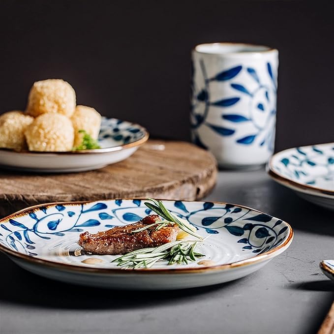 Kitchen Plates Ceramic Plate Pizza Plate Kitchen Porcelain Plate Sushi Fruit Ramen Suitable for Dishwasher Refrigerator Microwave Oven Oven Restaurant Plates(C)