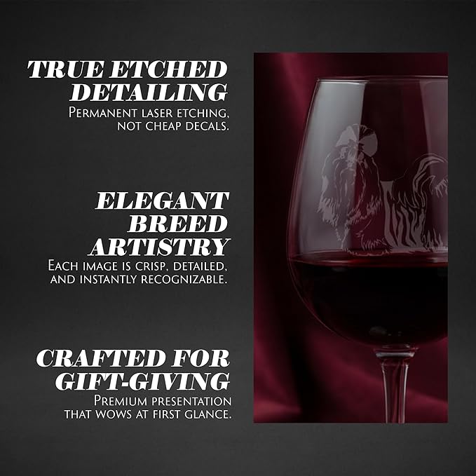 Etched Laser Art Personalized Dog Themed Etched Wine Glass - Custom Dog Breed Wine Glasses, Ideal for Pet Lovers, Unique Birthday Gift for Men & Women, Personalized Gift - Shih Tzu, 12.75 oz