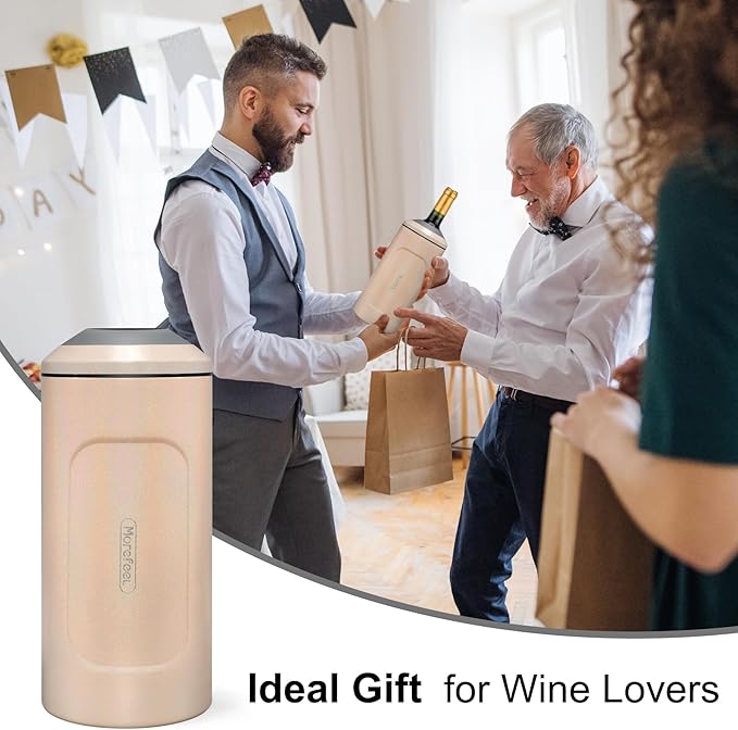 Wine Chillers for Bottles-Ideal Gift for Wine Lover, Stainless Steel Portable Champagne Cooler Sleeve Bucket-Double Walled Vacuum Insulated for Most 750ml Bottles with Long-Lasting Temperature Control
