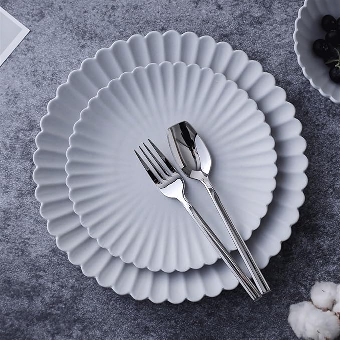 Ceramic Dinner Plates Simple White Ceramic Dinner Plate Restaurant Fruit Plate Snack Plate Bread Plate Dessert Plate Kitchen Tableware Dining Plates(20cm)
