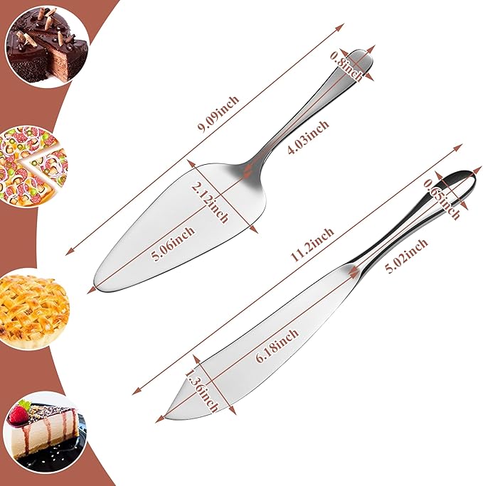 Cake Cutting Set for Wedding, Personalized Custom Engraved Cake Knife and Server Set, Classic Design 18/10 Stainless Steel Pie Cakes Serving of 2 Piece
