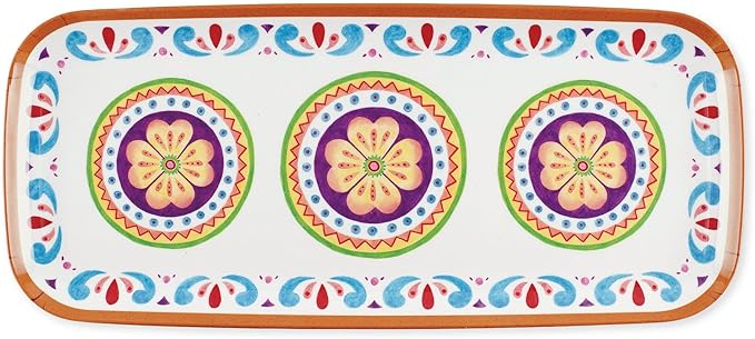 UPware Cinco de Mayo Melamine Serving Tray, 15 x 6.5 Inch Rectangular Serving Platter, BPA Free Food Tray for Party Entertaining