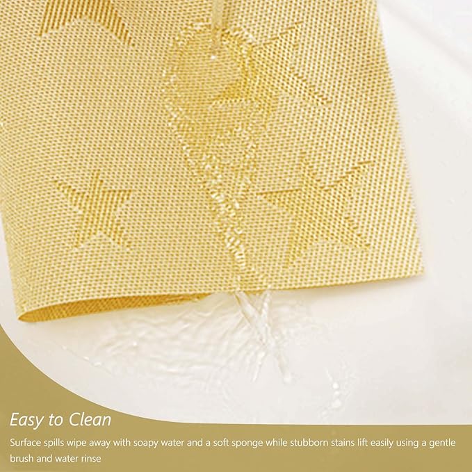 AHHFSMEI Placemats for Dining Table Set of 8 Woven Vinyl Plastic Place Mats Non-Slip Heat Insulation Stain Resistant Table Mats Washable Easy Clean Placemats (Gold Star 8)