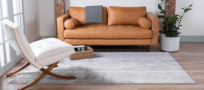 Rugs.com Oregon Collection Rug – 4' x 6' Gray Low-Pile Rug Perfect for Living Rooms, Large Dining Rooms, Open Floorplans