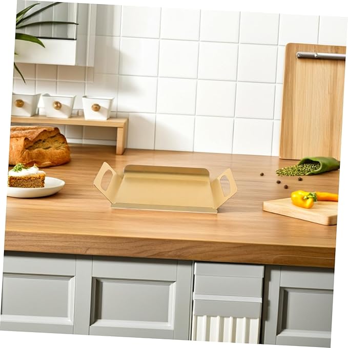 Garneck Stainless Steel Cake Serving Tray Rectangular Portable Snack Tray for Buffet Tea Party Wedding