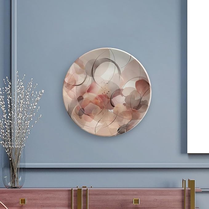 Decorative Plate 7inch Bone China Dessert Plates with Display Stand Ceramic Ornament Ceramic Plate Simple Background Decorative Plates Art Crafts Porcelain for Home Club Living Room