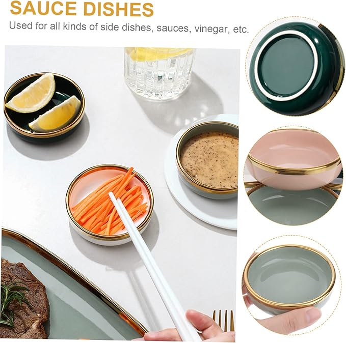 IMIKEYA 4pcs Assorted Color Ceramic Seasoning Bowls Creative Dipping Sauce Dishes for Appetizers for Home Restaurant and Food Store Use