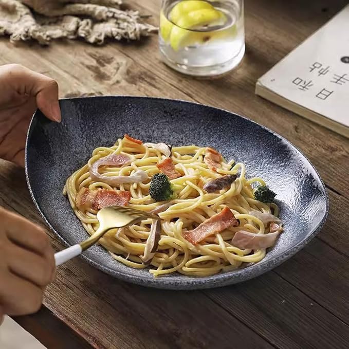 SONGCHAO Party Supplies Ceramic Plate Dish Plate Household Salad Plate Cold Dish Plate Restaurant Commercial Large Plate Light Luxury Soup Plate Western Food Plate Party Plates (Color : 7)