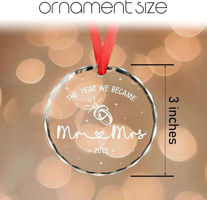 Wedding Gifts for Couples 2025, Mr and Mrs Gifts, The Year We Became Mr&Mrs Glass Ornament, Engagement Gift for Newlyweds, Bridal Shower Gift Keepsake, 1st Married Christmas Ornaments 2025