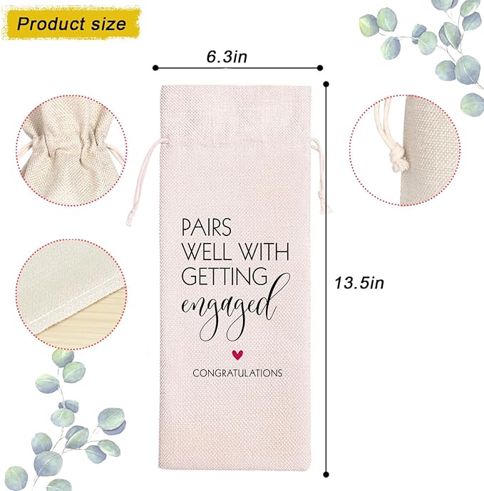Engagement Wine Bag,Engagement Gifts for Couples,Personalized Engaged Wine Bag,Mr and Mrs Marriage Wedding Gifts,Pairs Well with Getting Engaged