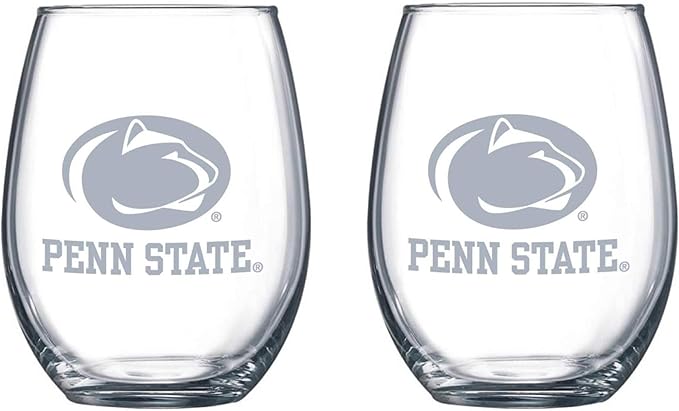 Satin Frost Logo Wine or Beverage Glass Set of 2 (Penn State Nittany Lions)
