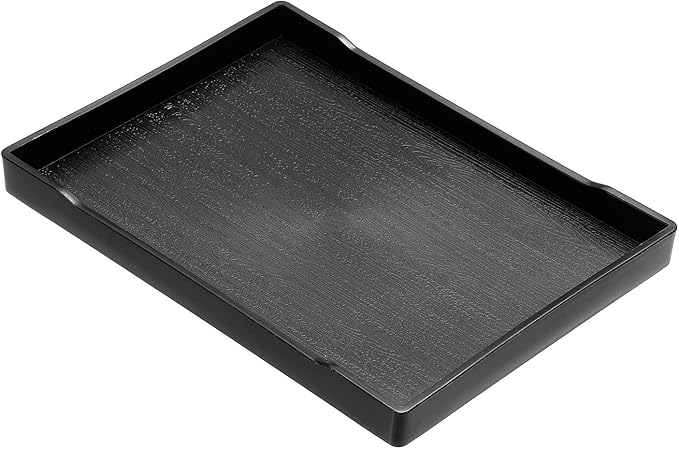 PATIKIL 8x6 Fast Food Tray, Plastic Reusable Recyclable Multi-Purpose Rectangle Serving Tray for Restaurant Home Kitchen, Black