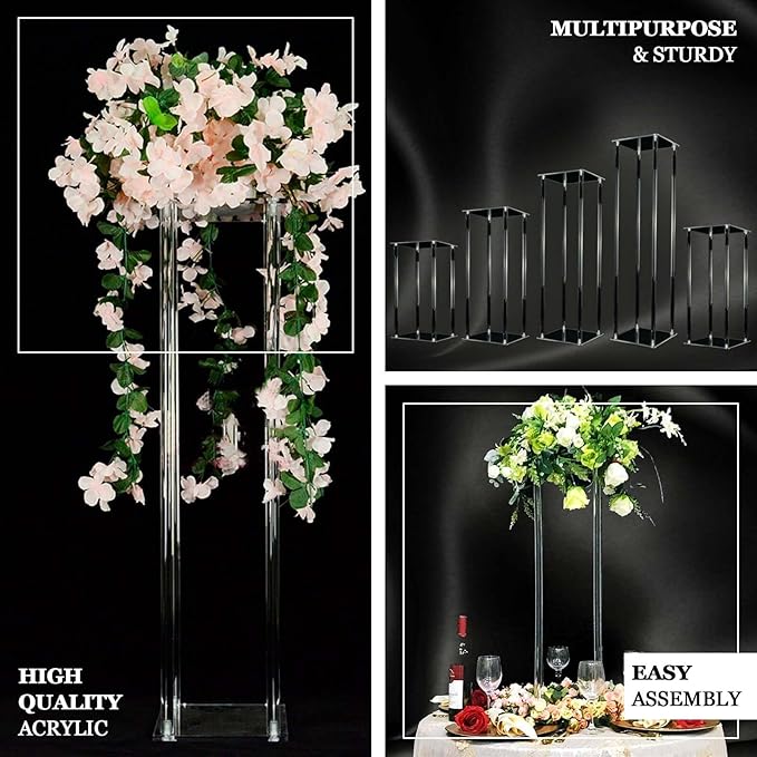 Efavormart 48" Clear Acrylic Flower Stand, Decorative Vase Table Centerpiece