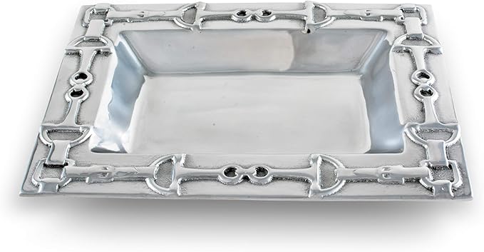Arthur Court Designs Aluminum Equestrian Food Service Tray, Desktop Storage Organizer, Catchall, Valet, Nightstand or Dresser 10 inch Long