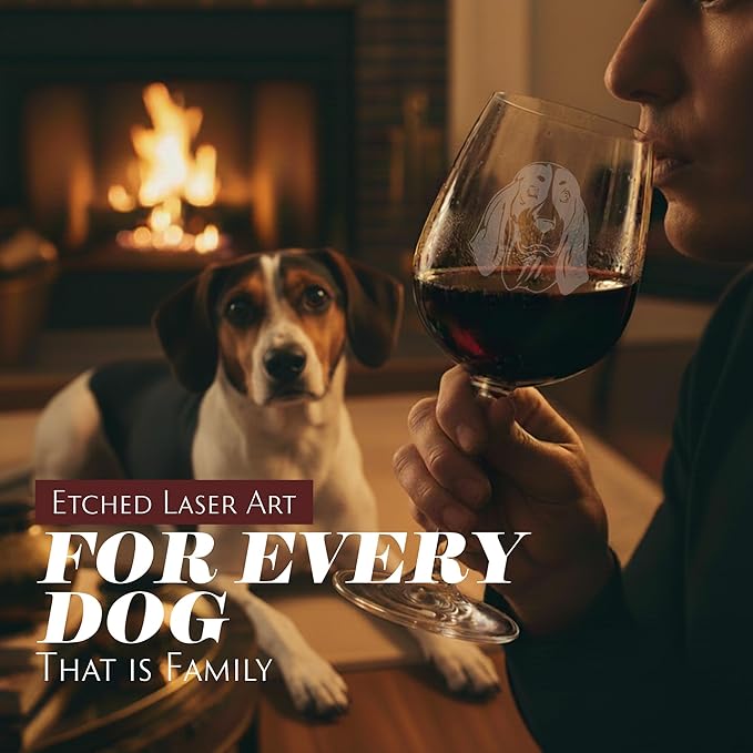 Etched Laser Art Ariegeois Personalized Dog Themed Etched 12.75oz Wine Glass Custom Dog Breed Wine Glasses, Ideal for Pet Lovers, Unique Birthday Gift for Men & Women, Personalized Gift