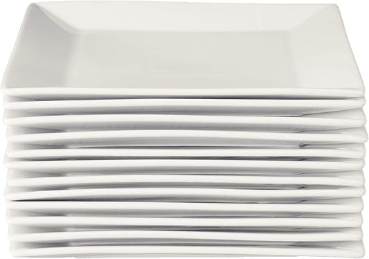CAC China RE-SQ16 American Stoneware Square Plate, 10-Inch, Box of 12