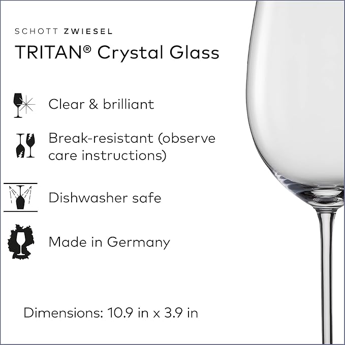 SCHOTT ZWIESEL Vinos Bordeaux Red Wine Glass (Set of 4), Bordeaux Glasses for Red Wine, Dishwasher-Safe Tritan Crystal Glasses, Made in Germany (26 Ounce)