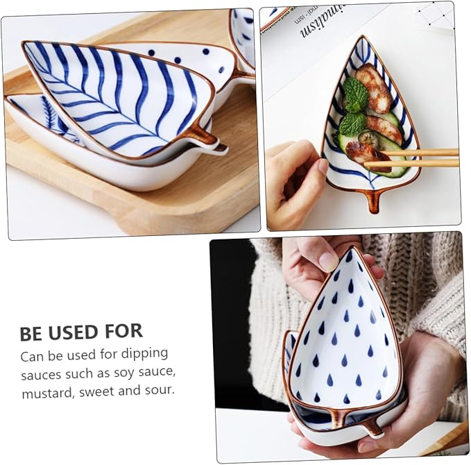 Unomor 3Pcs Ceramic Sauce Dipping Dishes Appetizer Plates for Sauces and Seasonings Random Styles and Easy to Clean for Home Restaurant Catering