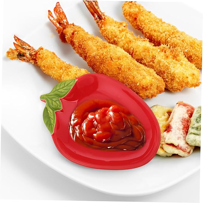 2pcs Creative Strawberry Ceramic Plates Cute Snack and Appetizer Dishes for Sushi Desserts and Sauces Easy to Clean Charming Fruit Shape Design