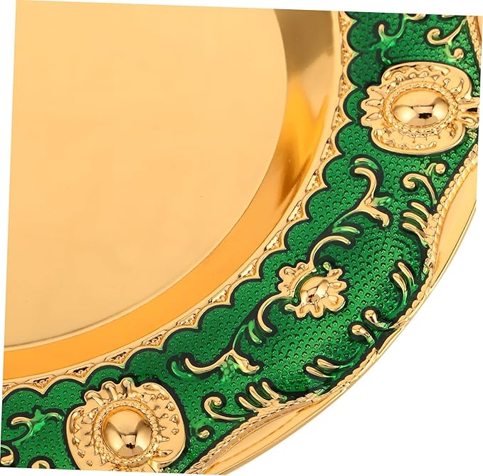 GLEAVI Vintage European Round Tray Decorative Metal Fruit and Snack Holder for Coffee Table Jewelry Organizer and Centerpiece Versatile Serving Tray for Home Decor