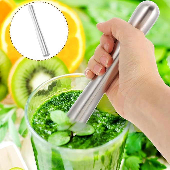 Stainless Steel Bar Muddler 9 Inch Ice Crusher and Lemon Hammer for Cocktail Mixing Fruit Crushing Home Bar Restaurant Party Use