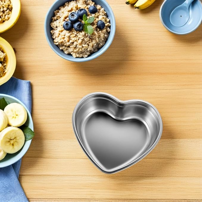 LUOZZY 3pcs Stainless Steel Heart Shaped Snack Dish Serving Tray for Condiments Fruit and Jewelry Display
