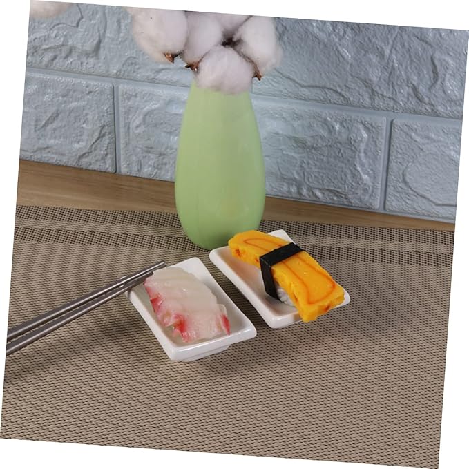 2pcs Pure White Ceramic Soy Sauce Dishes Rectangular Appetizer Serving Trays for Dipping Condiments and Dressings Stain-Resistant Snack Plates for Entertaining