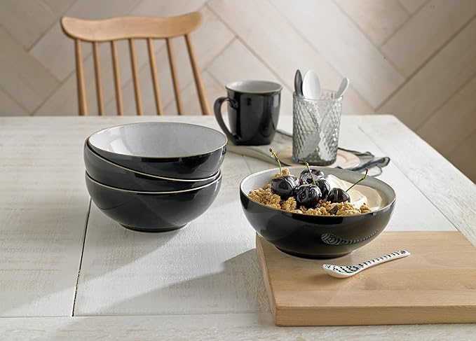 Denby Elements Black 4 Piece Dinnerware Set, 406048552