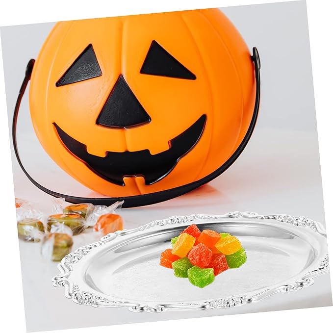 European Style Alloy Snack Serving Plate Silver Fruit Dish Decorative Cake Tray for Home Dessert Tableware