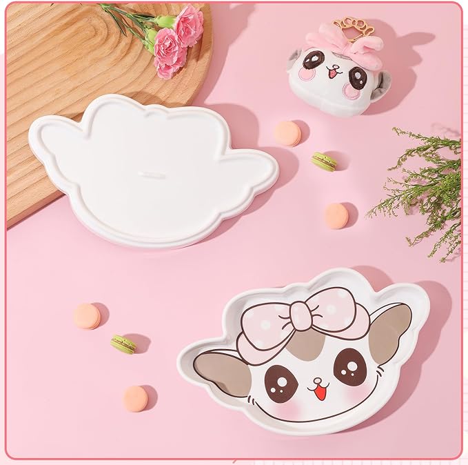 Ceramic Plate Ceramic Dish for Appetizer Snacks Sauce Assorted Color Microwave and Dishwasher Safe (Smile)