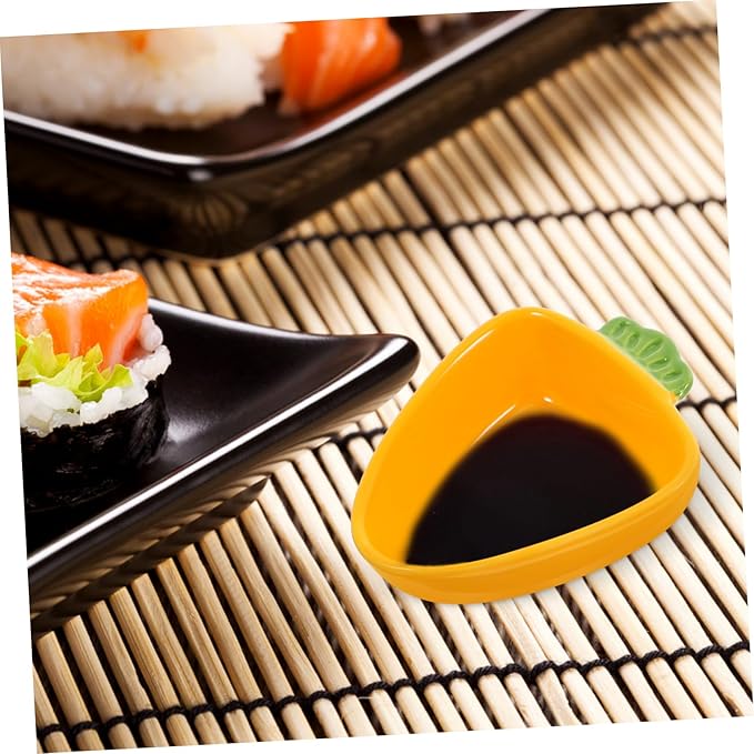 Ciieeo Carrot Shaped Ceramic Sauce Plate Multi-use Plate Dipping Bowl Soy Sauce Vinegar Mustard Dish