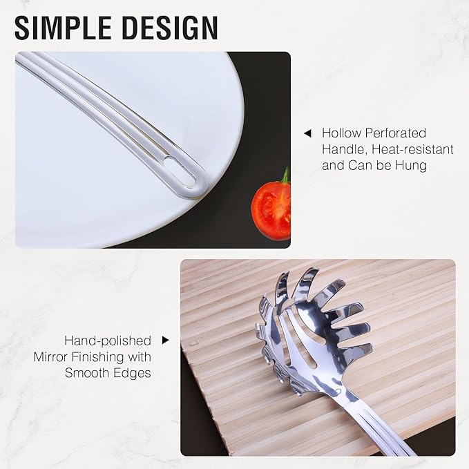 Serving Utensils Set 3PCS, 9" Stainless Steel Heavy Duty Kitchen Utensils Set for Serving with Serving Spoons, Serving Fork, Pasta Fork For Buffet, Wedding, Party