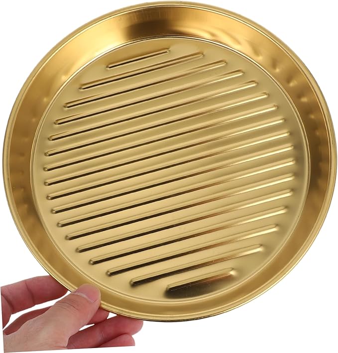 GLEAVI Stainless Steel Snack Plate 20cm Grilled Meat Dish Versatile Plate for Seafood Steaks Ideal for Camping Birthdays