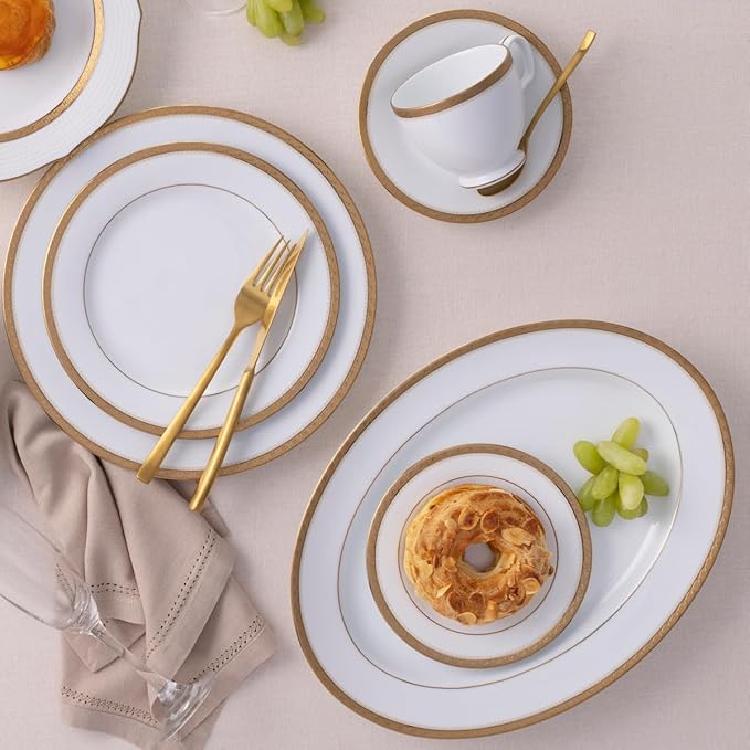 Noritake Charlotta Gold 60-Piece Value Set, Service for 12 in White