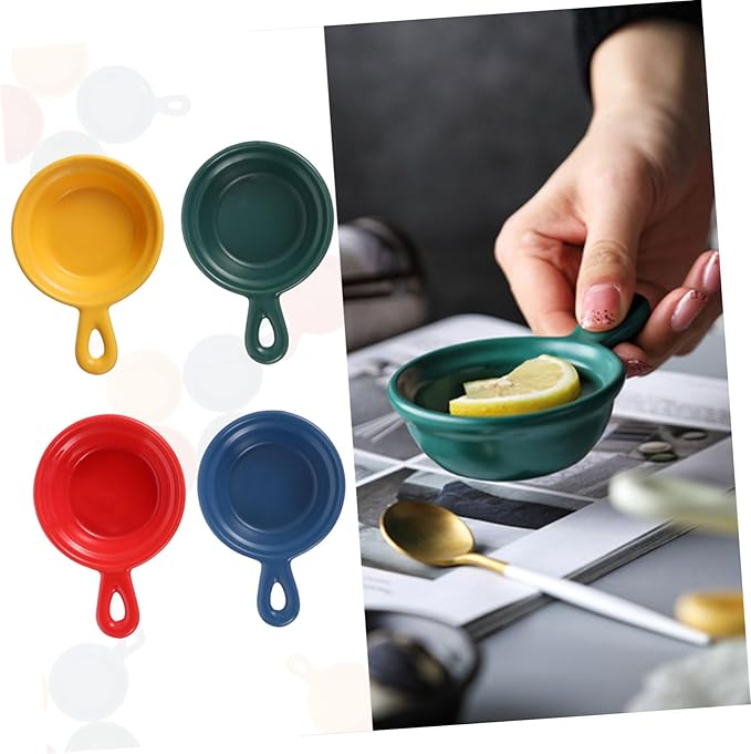 4pcs Dessert Tray Japanese Style Ceramic Plates Lids for Condiments Snacks