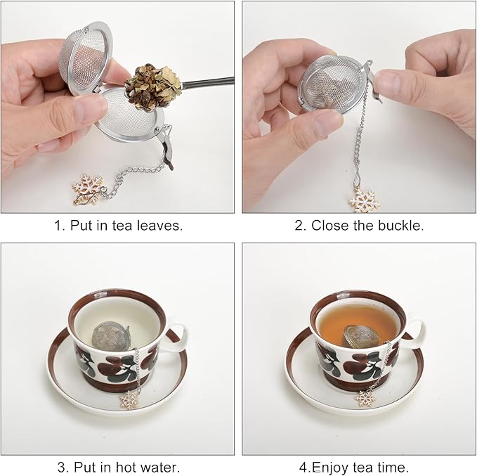 Numola‌ ‌Tea Infuser‌ with Snowflake Pendant - ‌Stainless Steel Tea Strainer‌ for ‌Loose Leaf Tea Steeper‌, ‌Tea Infuser for Loose Leaf Tea‌ - Handmade Tea Ball Filter for Kitchen & Home Use