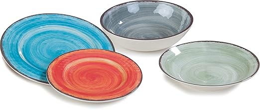 Carlisle FoodService Products Mingle Resuable Plastic Plate Dinner Plate with Pottery Style for Home and Restaurant, Melamine, 11 Inches, Aqua