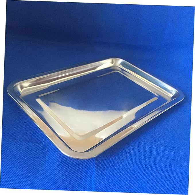 Thickened Stainless Steel Grill Tray 43x33cm Flat Square BBQ Pan for Outdoor Cooking Heavy Duty Serving Dish for Fish and Vegetables