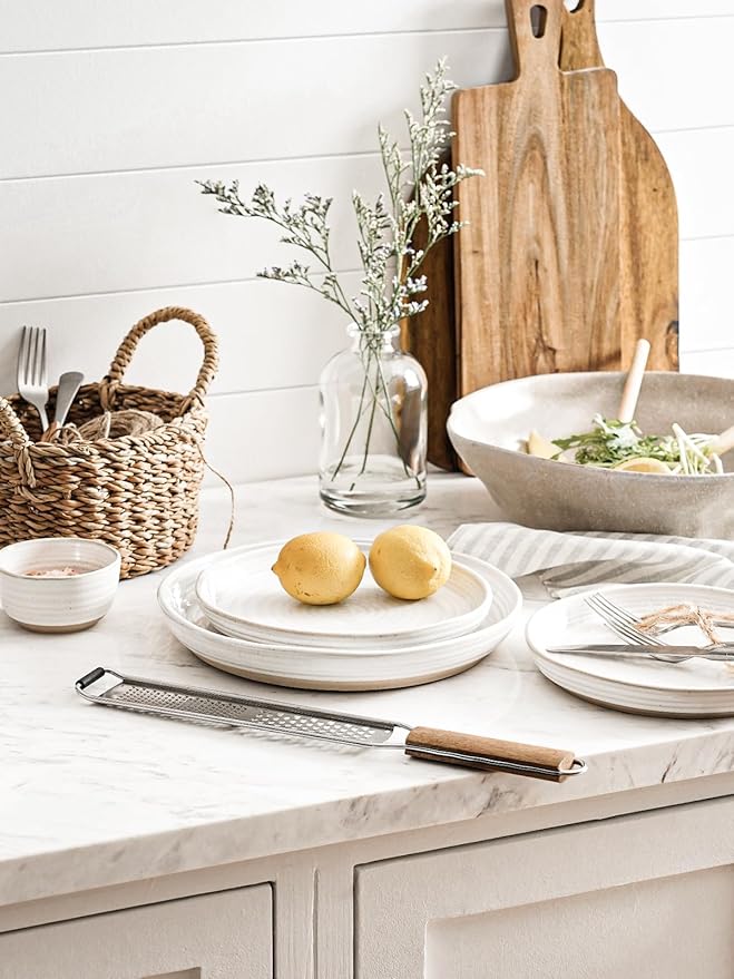 LE TAUCI Dinner Plates Set of 4, 10 Inch Ceramic Flat Dish Set for Kitchen, Serve for Pasta,Steak, Pancake, Microwave, Oven & Dishwasher Safe, Housewarming Wedding Present - Arctic White