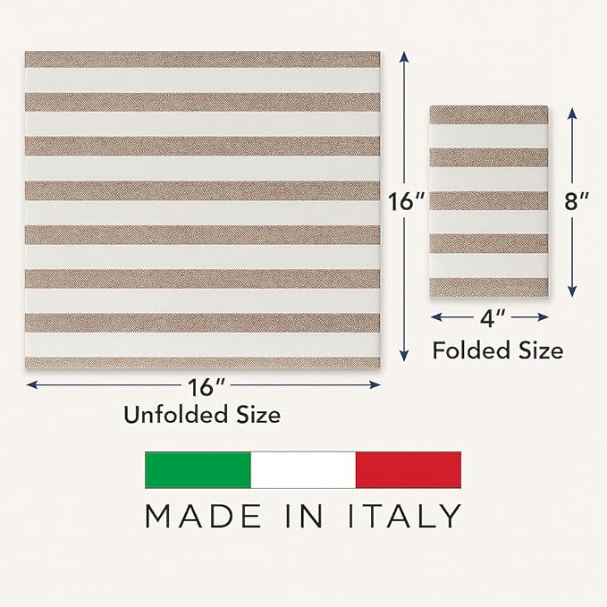 Made in Italy Linen-Feel Disposable Guest Towels - Premium Airlaid Cloth-Like Bathroom Napkins, Soft & Absorbent Luxury Hand Towels, Elegant Striped Dinner Napkins for Parties