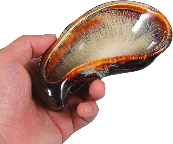 Ceramic Serving Plate Small Oyster Dish Vintage Glazed Porcelain Food Plate for Appetizers and Seafood Presentation in Restaurants and Home Use,