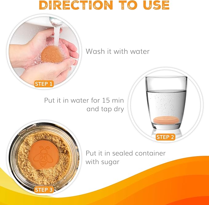 Terracotta Brown Sugar Saver- Brown Sugar Keeper Disc to Maintain Food Moisture in Storage Container - Terra Cotta Bear Softener Alternative - 1Pack