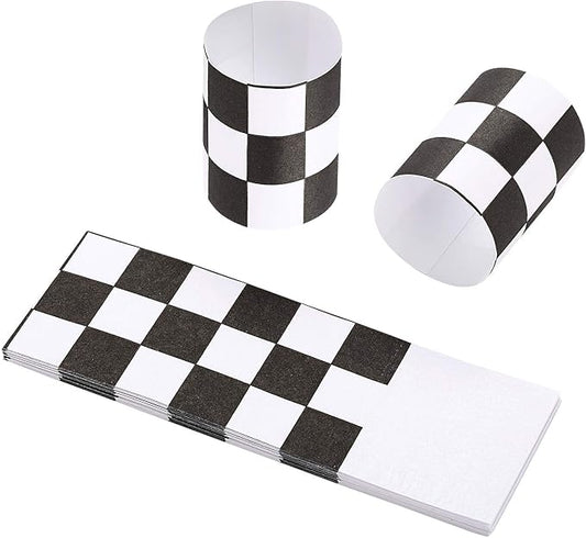Gmark Paper Napkin Band Box of 2500, Paper Napkin Rings self Adhesive (Black White Grid) GM1110