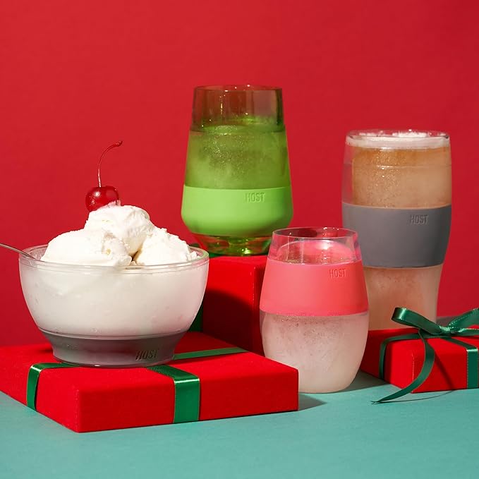 Host Ice Cream Freeze Bowl, Double Walled Insulated Freezer Gel Chiller Kitchen Accessory for Dessert, Dip, Cereal, with Comfort Silicone Grip, Plastic, Grey, 0.47 liters